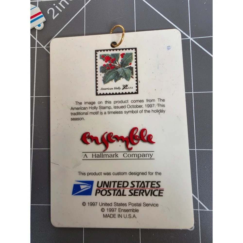 Vintage USPS Postal Christmas Ornaments Lot Mail Carrier Angel Holly 1996 1997